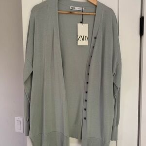 ZARA silk cardigan sweater NWT